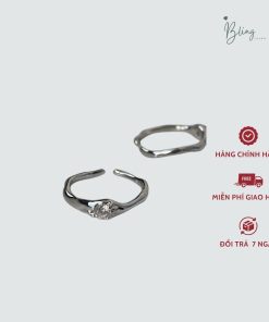 Nhẫn đơn giản đính đá phong cách hàn quốc