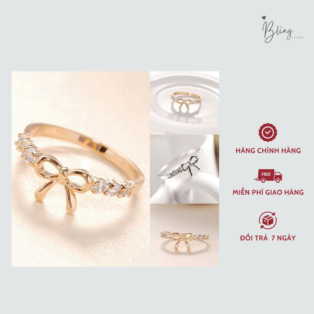 Nhẫn nơ hợp kim đính đá thanh lịch và nữ tính - Ảnh 6