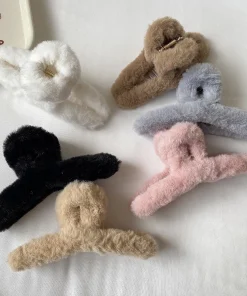 Kẹp Tóc Phối Lông Thỏ Cỡ Lớn 14cm