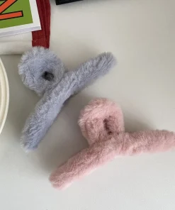 Kẹp Tóc Phối Lông Thỏ Cỡ Lớn 14cm